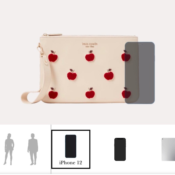 Unique NWT Kate Spade Apple Toss Flocked Pouch Wristlet - Picture 16 of 16